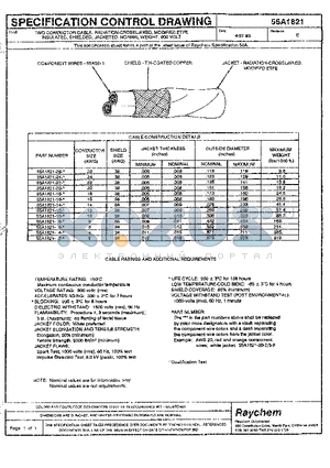 2-1191947-5 datasheet - TWO CONDUCTOR CABLE, RADIATION-CROSSLINKED, MODIFIED ETFE INSULATED, SHIELDED, JACKETED, NORMAL WEIGHT, 600 VOLT
