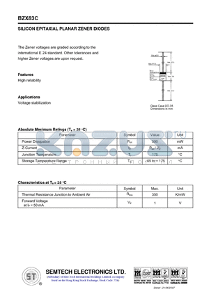 BZX83C datasheet - SILICON EPITAXIAL PLANAR ZENER DIODES