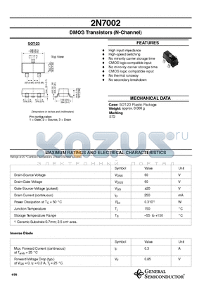 2N7002 datasheet - DMOS Transistors (N-Channel)