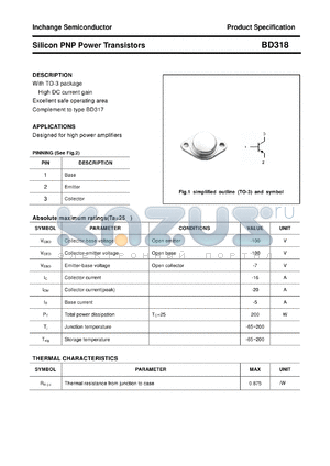 BD318 datasheet - Silicon PNP Power Transistors