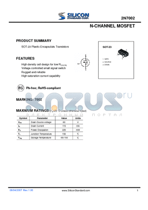 2N7002 datasheet - N-CHANNEL MOSFET