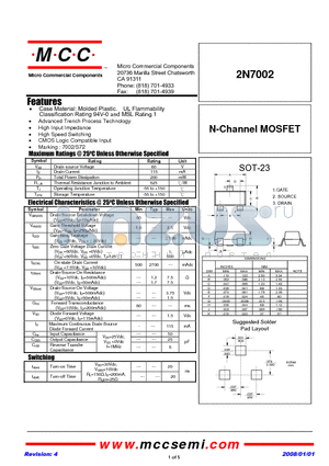 2N7002 datasheet - N-Channel MOSFET