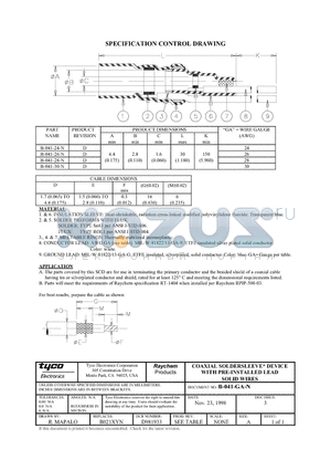 2-1194763-7 datasheet - COAXIAL SOLDERSLEEVE* DEVICE WITH PRE-INSTALLED LEAD SOLID WIRES