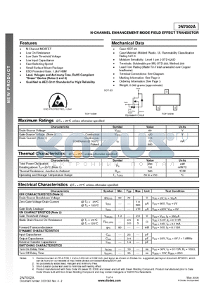 2N7002A datasheet - N-CHANNEL ENHANCEMENT MODE FIELD EFFECT TRANSISTOR