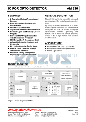 AM336-2 datasheet - IC FOR OPTO DETECTOR