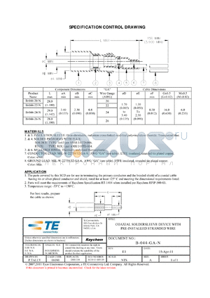 2-1194639-8 datasheet - COAXIAL SOLDERSLEEVE DEVICE WITH PRE-INSTALLED STRANDED WIRE