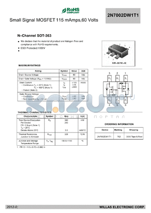 2N7002DW1T1 datasheet - 115 mAmps,60 Volts