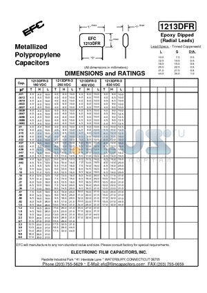 1213DFR-3 datasheet - Metallized Polypropylene Capacitors