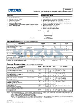 2N7002E-7-F datasheet - N-CHANNEL ENHANCEMENT MODE FIELD EFFECT TRANSISTOR