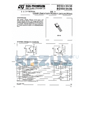 BD336 datasheet - COMPLEMENTARY POWER DARLINGTONS