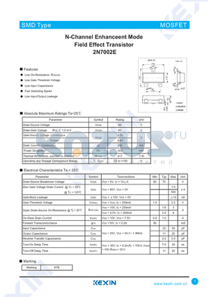 2N7002E datasheet - N-Channel Enhanceent Mode Field Effect Transistor