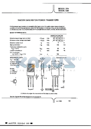 BD336 datasheet - SILICON DARLINGTON POWER TRANSISTORS