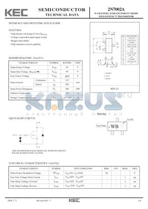 2N7002A_09 datasheet - FIELD EFFECT TRANSISTOR