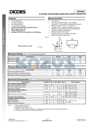 2N7002K-7 datasheet - N-CHANNEL ENHANCEMENT MODE FIELD EFFECT TRANSISTOR