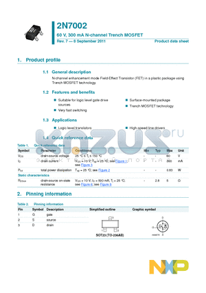 2N7002-215 datasheet - 60 V, 300 mA N-channel Trench MOSFET