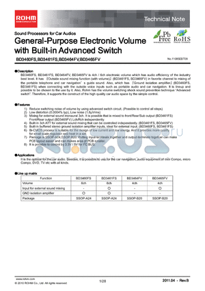 BD3461FS datasheet - General-Purpose Electronic Volume with Built-in Advanced Switch