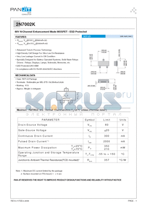 2N7002K_09 datasheet - 60V N-Channel Enhancement Mode MOSFET - ESD Protected