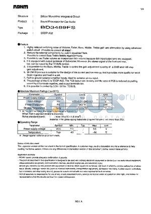 BD3489FS datasheet - Silicon Monolithic Integrated Circuit