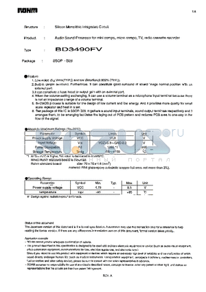 BD3490FV datasheet - Silicon Monolithic Integrated Circuit