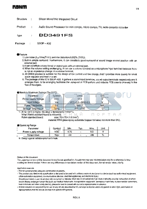 BD3491FS datasheet - Silicon Monolithic Integrated Circuit