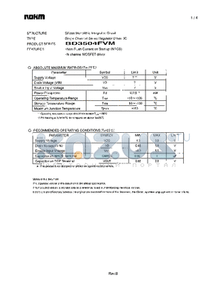 BD3504FVM datasheet - Single Channel Series Regulator Driver IC