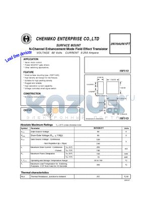 2N7002N1PT datasheet - N-Channel Enhancement Mode Field Effect Transistor