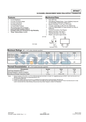 2N7002T-7-F datasheet - N-CHANNEL ENHANCEMENT MODE FIELD EFFECT TRANSISTOR