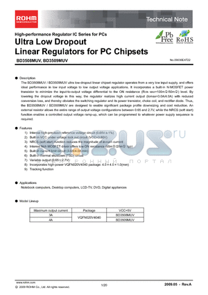 BD3508MUV datasheet - Ultra Low Dropout Linear Regulators for PC Chipsets