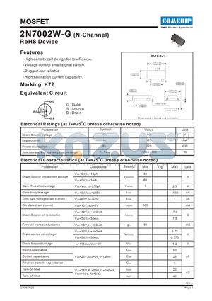 2N7002W-G datasheet - MOSFET