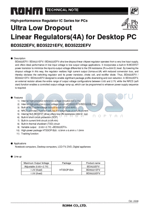 BD35221EFV datasheet - Ultra Low Dropout Linear Regulators(4A) for Desktop PC