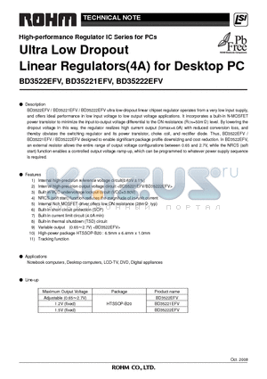 BD35222EFV datasheet - Ultra Low Dropout Linear Regulators(4A) for Desktop PC