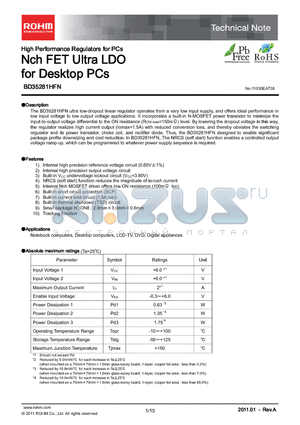 BD35281HFN datasheet - Nch FET Ultra LDO for Desktop PCs