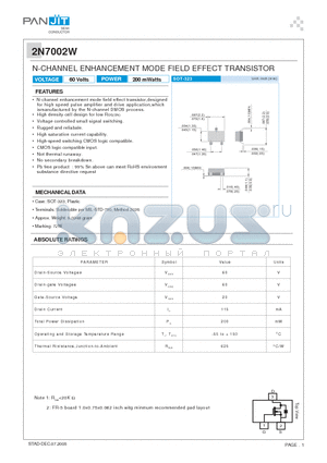 2N7002W_05 datasheet - N-CHANNEL ENHANCEMENT MODE FIELD EFFECT TRANSISTOR