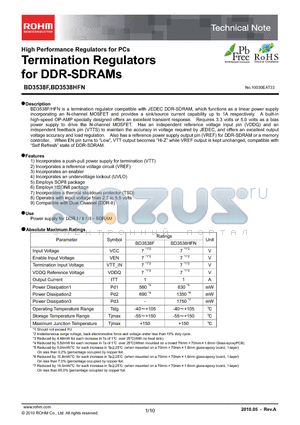 BD3538F datasheet - Termination Regulators for DDR-SDRAMs