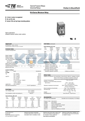 2-1393144-5 datasheet - K10 Series Miniature Relay