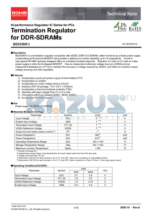 BD35390FJ datasheet - Termination Regulator for DDR-SDRAMs