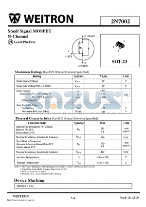 2N7002_09 datasheet - Small Signal MOSFET