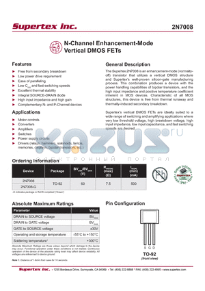 2N7008_07 datasheet - N-Channel Enhancement-Mode Vertical DMOS FETs