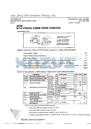 2N709 datasheet - N-P-N EPITAXIAL PLANAR SILICON TRANSSTOR