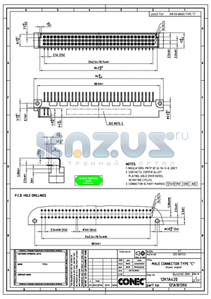 121A10139X datasheet - FEMALE CONNECTOR TYPE C, 64POS ANGLED