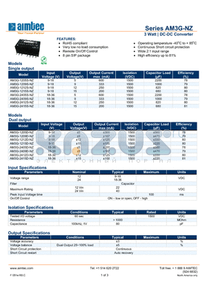 AM3G-NZ_13 datasheet - 3 Watt | DC-DC Converter