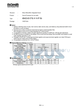 BD37511FS datasheet - Silicon Monolithic Integrated Circuit