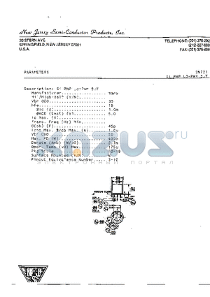 2N721 datasheet - SI PNP LO-PWR BJT