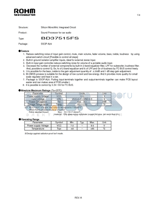 BD37515FS datasheet - Silicon Monolithic Integrated Circuit