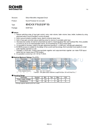 BD37522FS datasheet - Silicon Monolithic Integrated Circuit