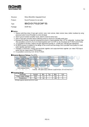 BD37523FS datasheet - Silicon Monolithic Integrated Circuit