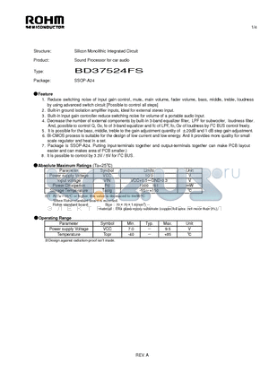 BD37524FS datasheet - Silicon Monolithic Integrated Circuit