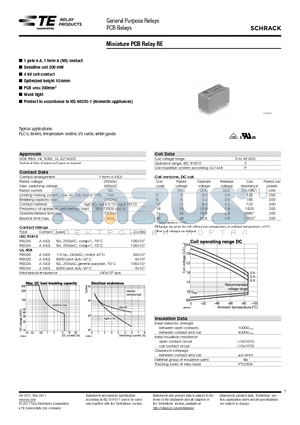 2-1393217-0 datasheet - Miniature PCB Relay RE