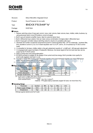 BD37534FV datasheet - Silicon Monolithic Integrated Circuit