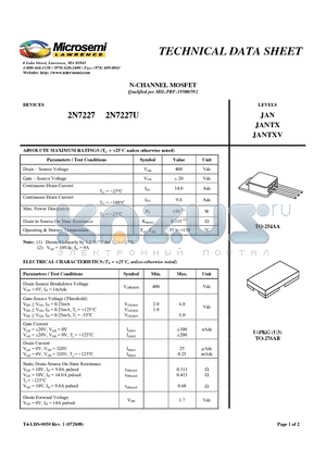 2N7227 datasheet - N-CHANNEL MOSFET